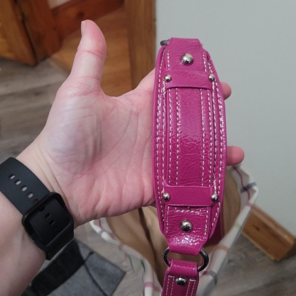 Women's Plaid Shoulder Bag - Pink and Multicolor - Picture 3 of 10